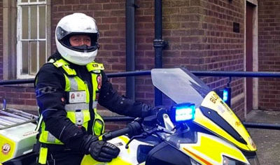 Blood Biker, Colette Falloon, will ride the new BMW into the formal presentation. Blood Biker, Colette Falloon, will ride the new BMW into the formal presentation.
