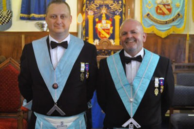 Newly installed master Phil Renney (left) and Kevin Rigg. Newly installed master Phil Renney (left) and Kevin Rigg.