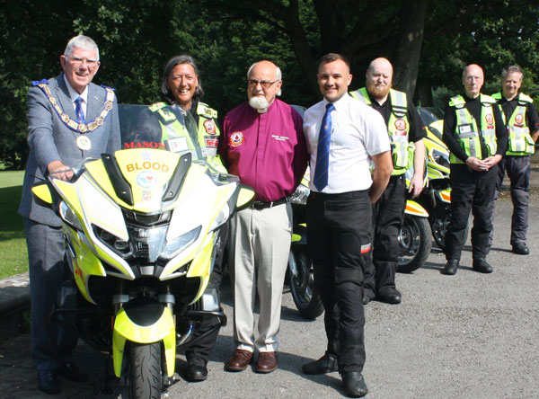 Donating a blood bike. Tony with volunteers from Northwest Blood Bikes. Donating a blood bike. Tony with volunteers from Northwest Blood Bikes.