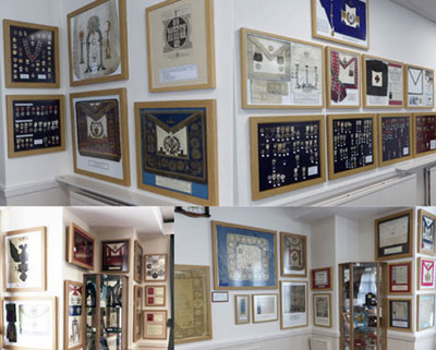 A selection of the exhibits in the Museum of Freemasonry.