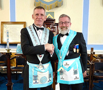 Newly-installed WM of Rectitude Lodge of Blackpool Jimmy Wilkes (left) and immediate past master Bob Marsden. Newly-installed WM of Rectitude Lodge of Blackpool Jimmy Wilkes (left) and immediate past master Bob Marsden.