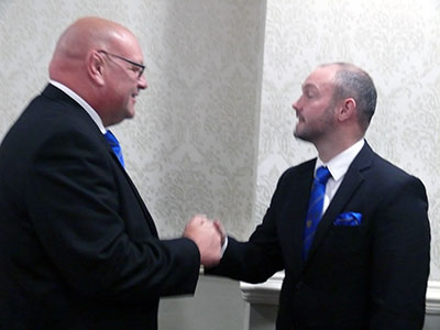 Paul and Dave – the new and immediate past master. Paul and Dave – the new and immediate past master.