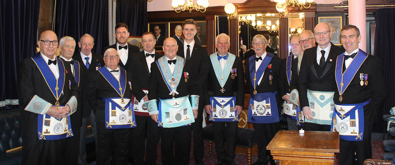 All the brethren of Croxteth United Services Lodge and Adelphi Lodge together.