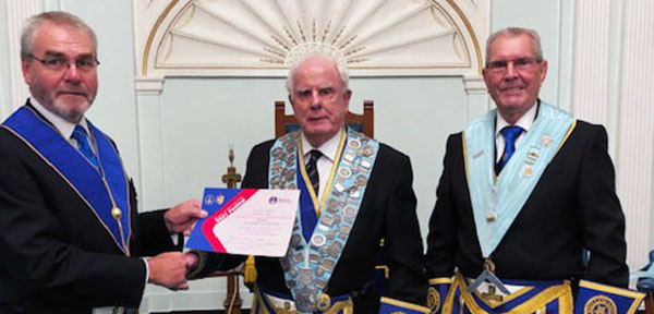Merchants’ Lodge: Pictured from left to right, are: Barry Fletcher, Tom Wood and Glyn Pine. Merchants’ Lodge: Pictured from left to right, are: Barry Fletcher, Tom Wood and Glyn Pine.
