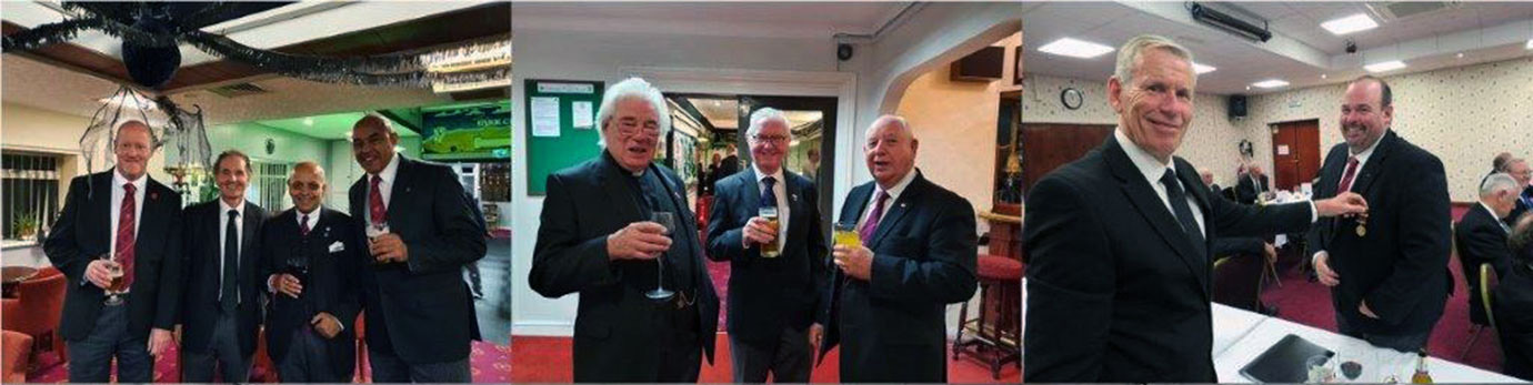 Companions relaxing with a drink before the festive board. Companions relaxing with a drink before the festive board.