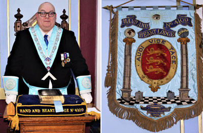 Pictured left: Mark Ormiston preparing to take charge. Pictured right: Lodge Banner.
