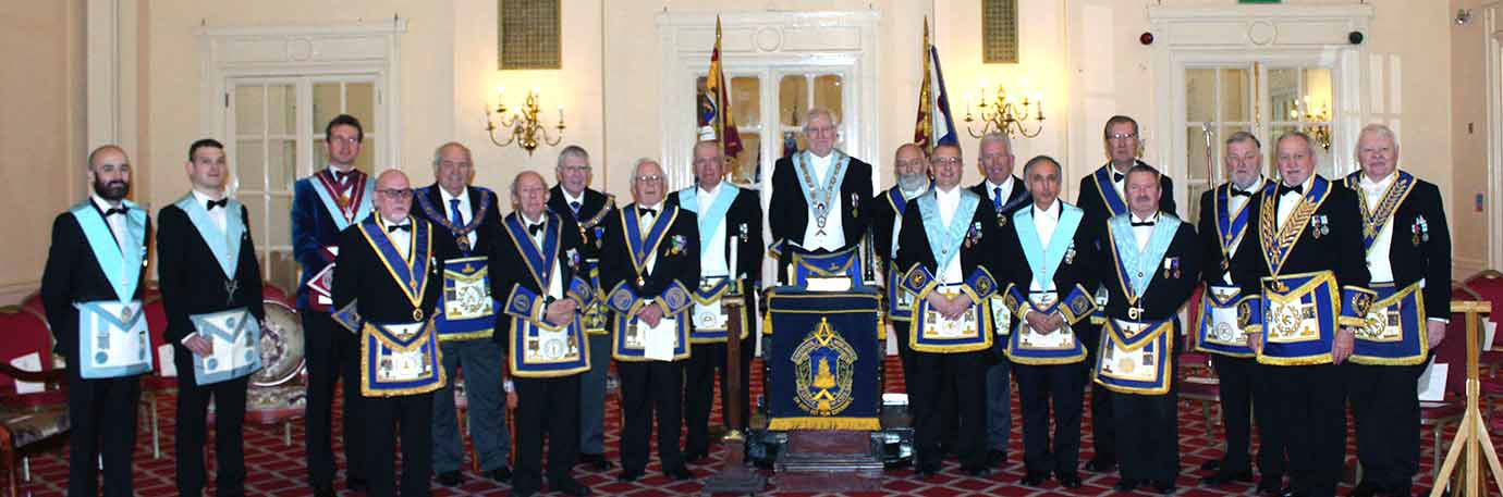 Brethren of Liverpool Mercantile Lodge, including honorary members, at the centenary meeting.
