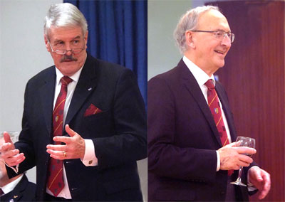 Pictured left: Paul Renton speaking at the festive board. Pictured right: David Harrison singing the principal’s song at the festive board. Pictured left: Paul Renton speaking at the festive board. Pictured right: David Harrison singing the principal’s song at the festive board.