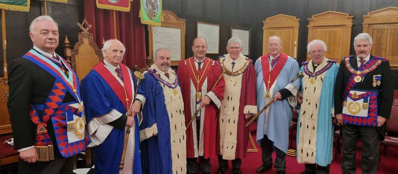 Pictured from left to right, are: Barrie Crossley, Geoff Wilman, Chris Butterfield, Stuart Bateson, Tony Harrison, John Bates, Rev Canon Godfrey Hirst and Paul Renton.