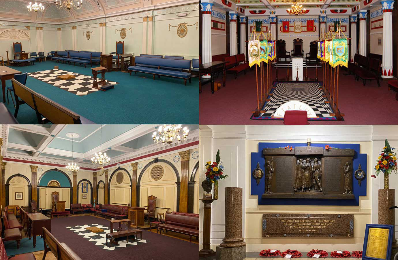 Pictured top left: The Adams Suite. Top right: The Egyptian Room. Bottom left: The Roman Room. Bottom right: The First World War Memorial. 