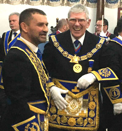 Tony Harrison (left) with David Thomas. Tony Harrison (left) with David Thomas.