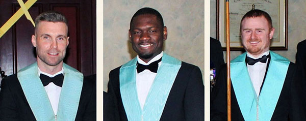 The three brethren who performed the working tools: Pictured from left to right, are: Mike Brockbank (first degree), Randy Ekakite (second degree) and Daniel Whittaker (third degree). The three brethren who performed the working tools: Pictured from left to right, are: Mike Brockbank (first degree), Randy Ekakite (second degree) and Daniel Whittaker (third degree).