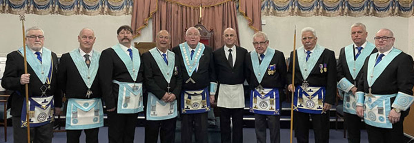 Matthew Cole (centre) with the lodge officers.