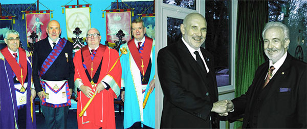 Pictured left from left to right, are: Fred Hulse, Christopher Lyon, Stephen Cornwell and Gary Devlin. Pictured right: Christopher Lyon (left) and Philip Lyon.