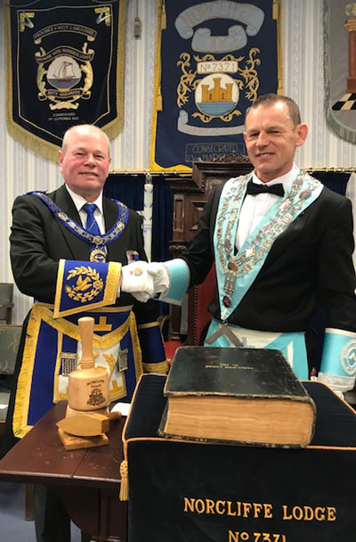 Duncan Smith (left) and Jason Bleakley, the last master of Norcliffe Lodge. Duncan Smith (left) and Jason Bleakley, the last master of Norcliffe Lodge.