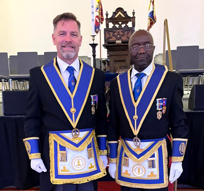 The new Provincial Grand Wardens, Chris Taylor (left) and Sylvester During.