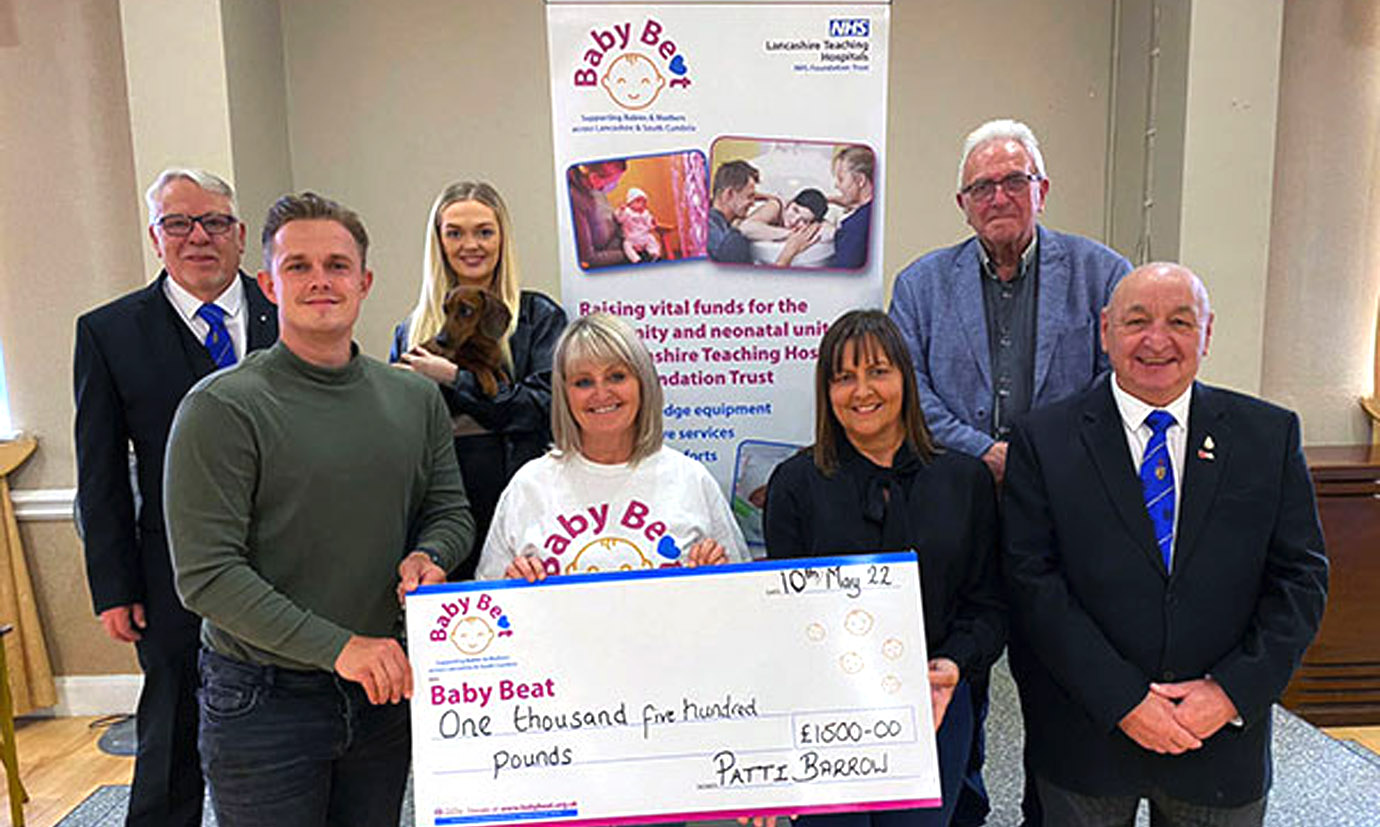 Cheque presentation in memory of baby Cassidy. Pictured on the back row from left to right, are: Paul Miller, Megan Eatock and Paul K. Front row from left to right, are: Jack Cudworth, Sue Swire, Patti Barrow and Malcolm Schofield.