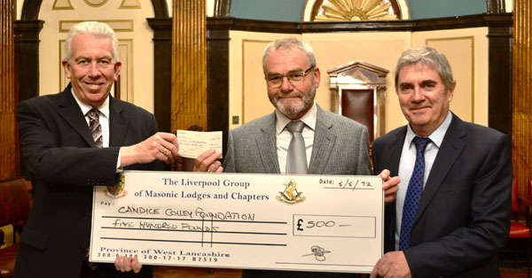 Pictured from left to right, are: Mark Matthews, presenting a cheque for Candice Colley Foundation to Barry Fletcher and Tony Fennell.