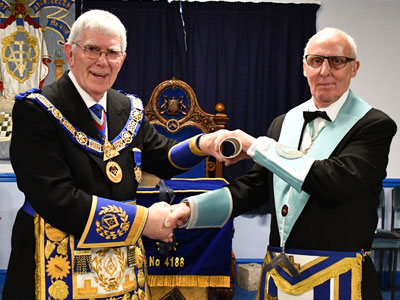 Tony Harrison (left) presenting James Jones with the centenary certificate. Tony Harrison (left) presenting James Jones with the centenary certificate.