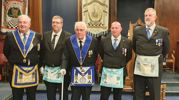 Pictured from left to right, are: John Dalton Lodge members; Michael Gracey, Adam Anderson-Cole, Derwent Newton, Mark Newton and Nigel South.