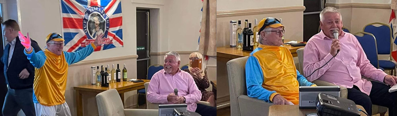 Pictured left: ‘Wee Wille Carson’ making his way into the enclosure. Pictured right: ‘Wee Wille Carson’ tipping the audience off on the next winner. Pictured left: ‘Wee Wille Carson’ making his way into the enclosure. Pictured right: ‘Wee Wille Carson’ tipping the audience off on the next winner.