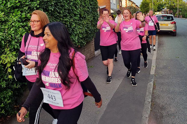 A group of the walkers cheerily striding out. A group of the walkers cheerily striding out.