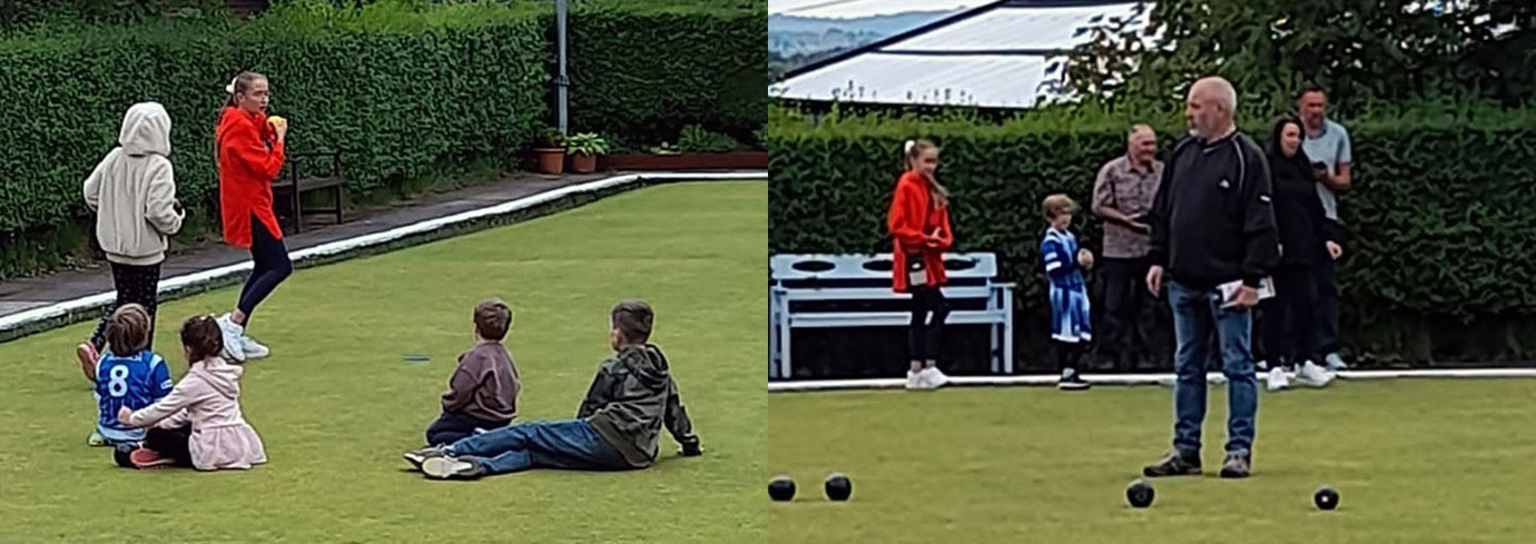 Pictured left: Children having fun. Pictured right: Gary Mathews on the green.