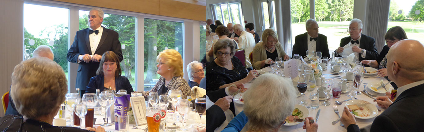 Pictured left: Andrew Whittle proposes the toast to the ladies. Pictured right: Some of the diners.