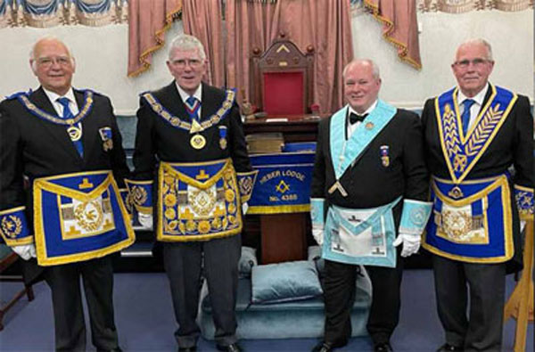 Pictured from left to right at Heber Lodge centenary, are: David Ogden, Tony Harrison, John Hampson and Geoffrey Porter. 