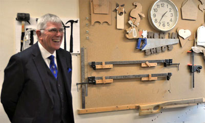 Tony is delighted to visit the Drop Zone work shop at Lakeland House, Abbey Road.