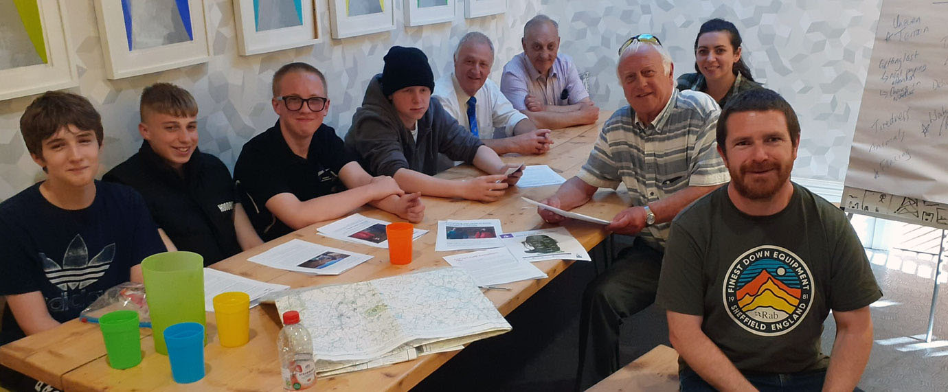 Pictured from left to right, are: Four DofE young carers, Allan Lock, Chris Tittley, Jeff Lucas, Samantha Howard (BCC staff) and Andy Gunn (BCC staff).