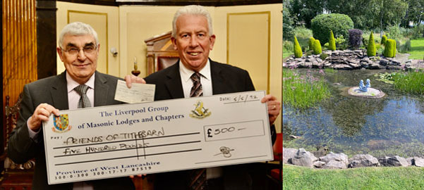Pictured left: Fred Hulse (left) of Friends of Tithebarn and Mark Matthews. Pictured right: Tithebarn landscaped grounds. 