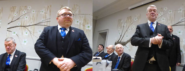 Pictured left: Alan Ledger proposes toast to the WM. Pictured right: Gary Devlin responds to the toast. Pictured left: Alan Ledger proposes toast to the WM. Pictured right: Gary Devlin responds to the toast.