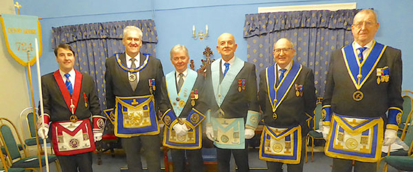 Pictured from left to right, are: Michael Southern, Andrew Whittle, WM Stephen White, IPM Graham Fairley, John Gibbon and Fred Dickinson