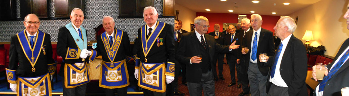 Pictured left from left to right, are: John Gibbon, Kenneth Bradley, Stewart Cranage and Kendal Wagner. Pictured right: Drinks reception after the installation ceremony.