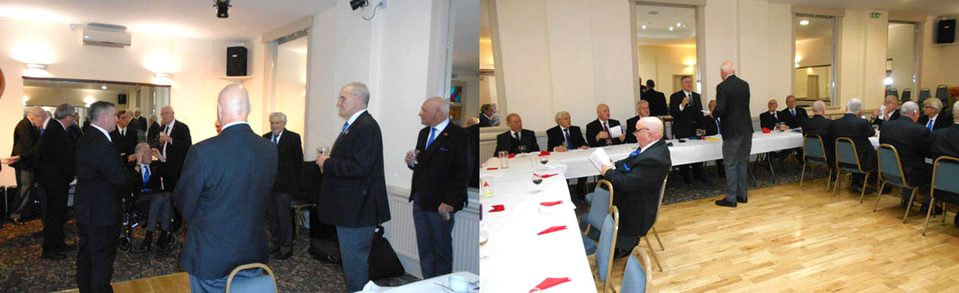 Pictured left: Andrew Whittle (second right) at the reception congratulating the WM and his team for the proclamation ceremony. Pictured right Steve Kayne toasting the WM . Pictured left: Andrew Whittle (second right) at the reception congratulating the WM and his team for the proclamation ceremony. Pictured right Steve Kayne toasting the WM .