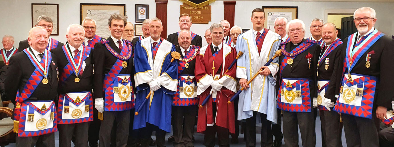 The three principals with the Provincial Grand Stewards’ presentation team, grand and provincial officers. The three principals with the Provincial Grand Stewards’ presentation team, grand and provincial officers.