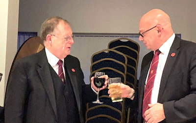 Colin (left) being congratulated on his presentation by Darren Gregory. Colin (left) being congratulated on his presentation by Darren Gregory.