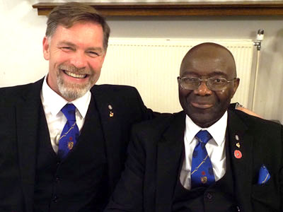 Chris Taylor (left) relaxing at the festive board with Sylvester During.