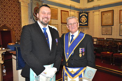 Keith Lancaster (left) with his installing WM Tony Nevinson Keith Lancaster (left) with his installing WM Tony Nevinson