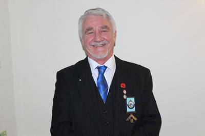 William Griffiths proudly displays his past master’s jewel. 