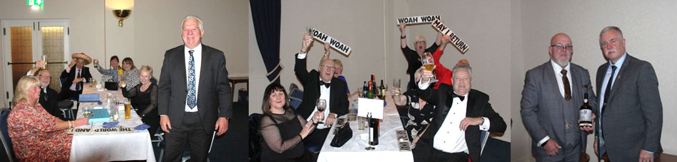 Pictured left: Paul Shirley with the party table in full swing. Pictured centre: Peter Schofield’s table in full audience participation. Pictured right: Winner of the SAS port and commemorative challenge coin with Steve Ralph (right). Pictured left: Paul Shirley with the party table in full swing. Pictured centre: Peter Schofield’s table in full audience participation. Pictured right: Winner of the SAS port and commemorative challenge coin with Steve Ralph (right).