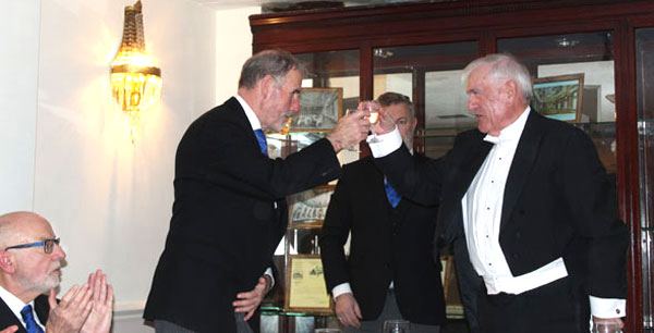 Frank (left) congratulates John McKay.