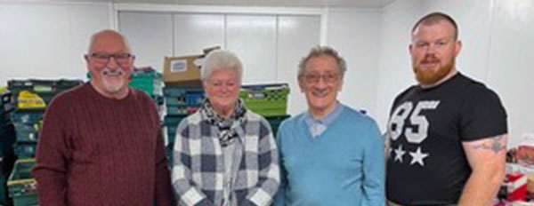 Pictured from left to right, are: Mike Dutton, Margaret Huyton, regional charity steward Malcolm Sandywell and Louis Spencer