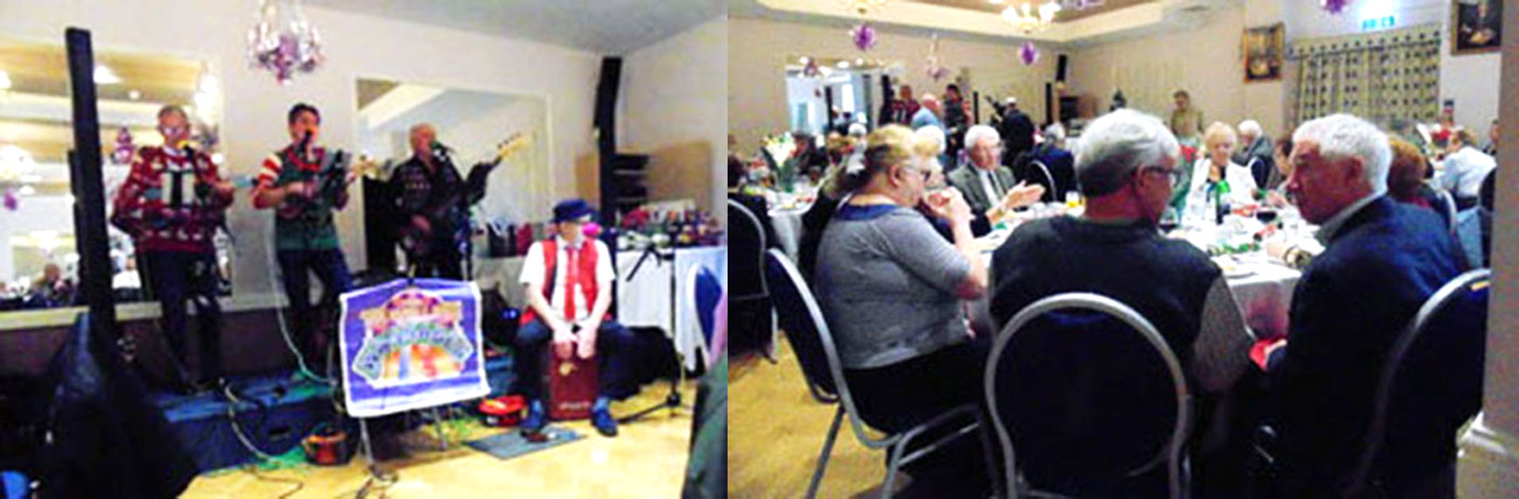 Pictured left: The Travelling Wannabees performing. Pictured right: The party in full flow. Pictured left: The Travelling Wannabees performing. Pictured right: The party in full flow.