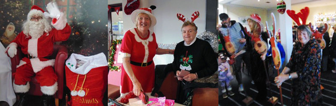 Pictured left: Santa arrives early at Ormskirk. Pictured centre: Santa’s elves. Pictured right: The reindeer race.