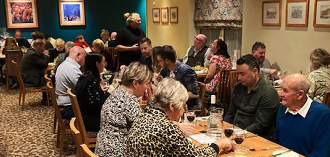 Members of the group dining at Wheatlands Lodge Hotel. Members of the group dining at Wheatlands Lodge Hotel.
