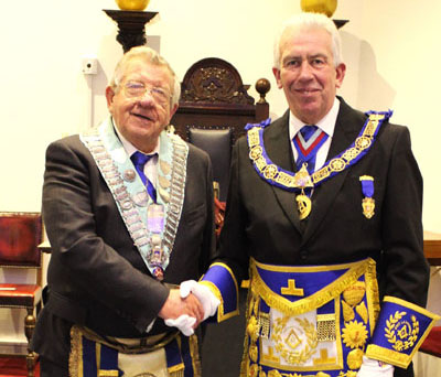 Mark congratulates David on his installation. Mark congratulates David on his installation.