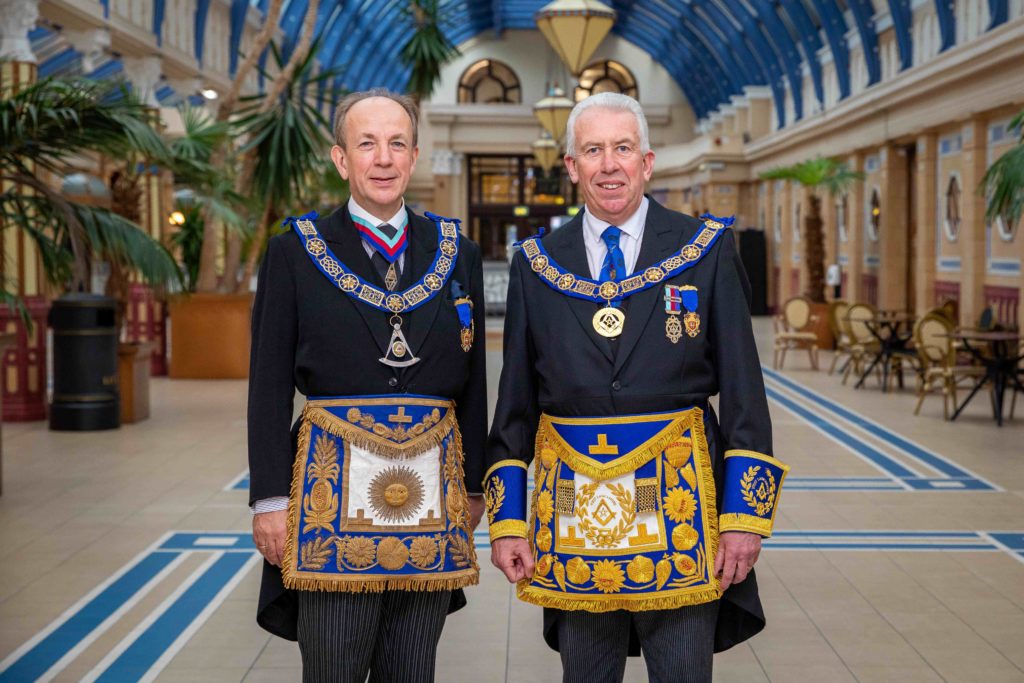 Provincial Grand Master Mark Matthews (right) pictured with Pro Grand Master Jonathan Spence at the Winter Gardens in Blackpool.