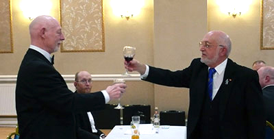 Brian Flynn toasts the master in the master’s song. Brian Flynn toasts the master in the master’s song.